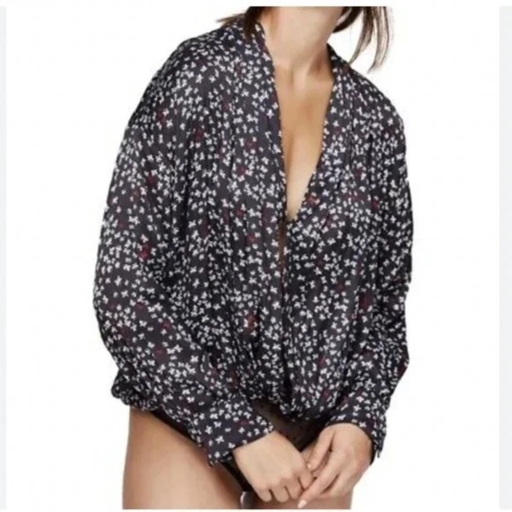 Free People Intimately Ladylike Lady Thong Floral Bodysuit Size M - Picture 1 of 9
